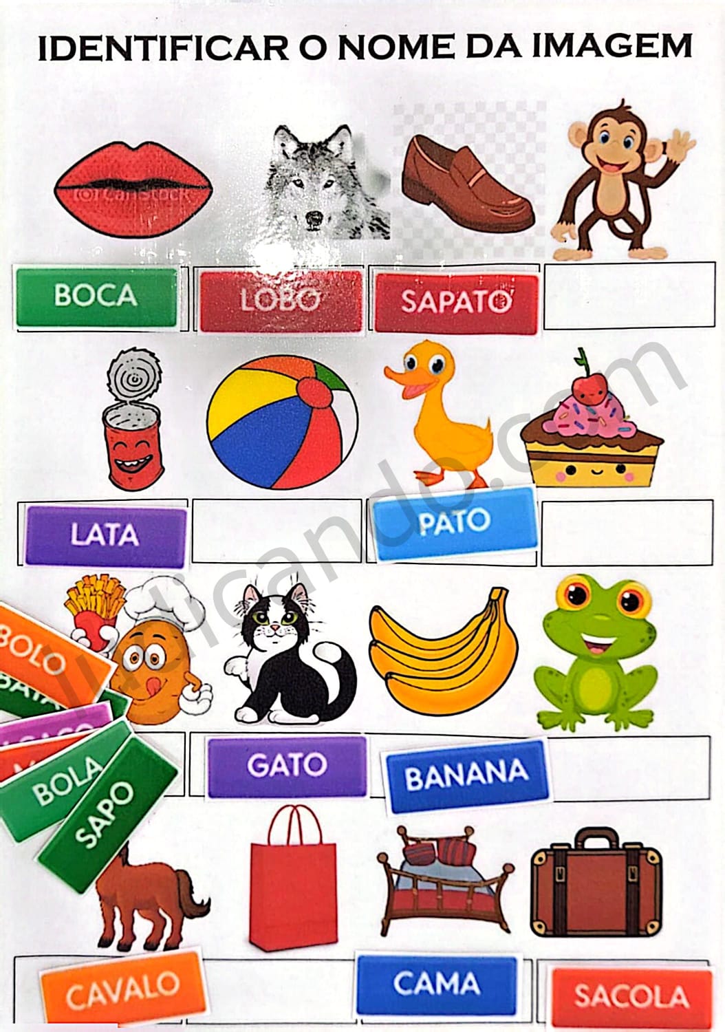 Identificar e Nomear: Jogo de Associação de Imagens e Palavras