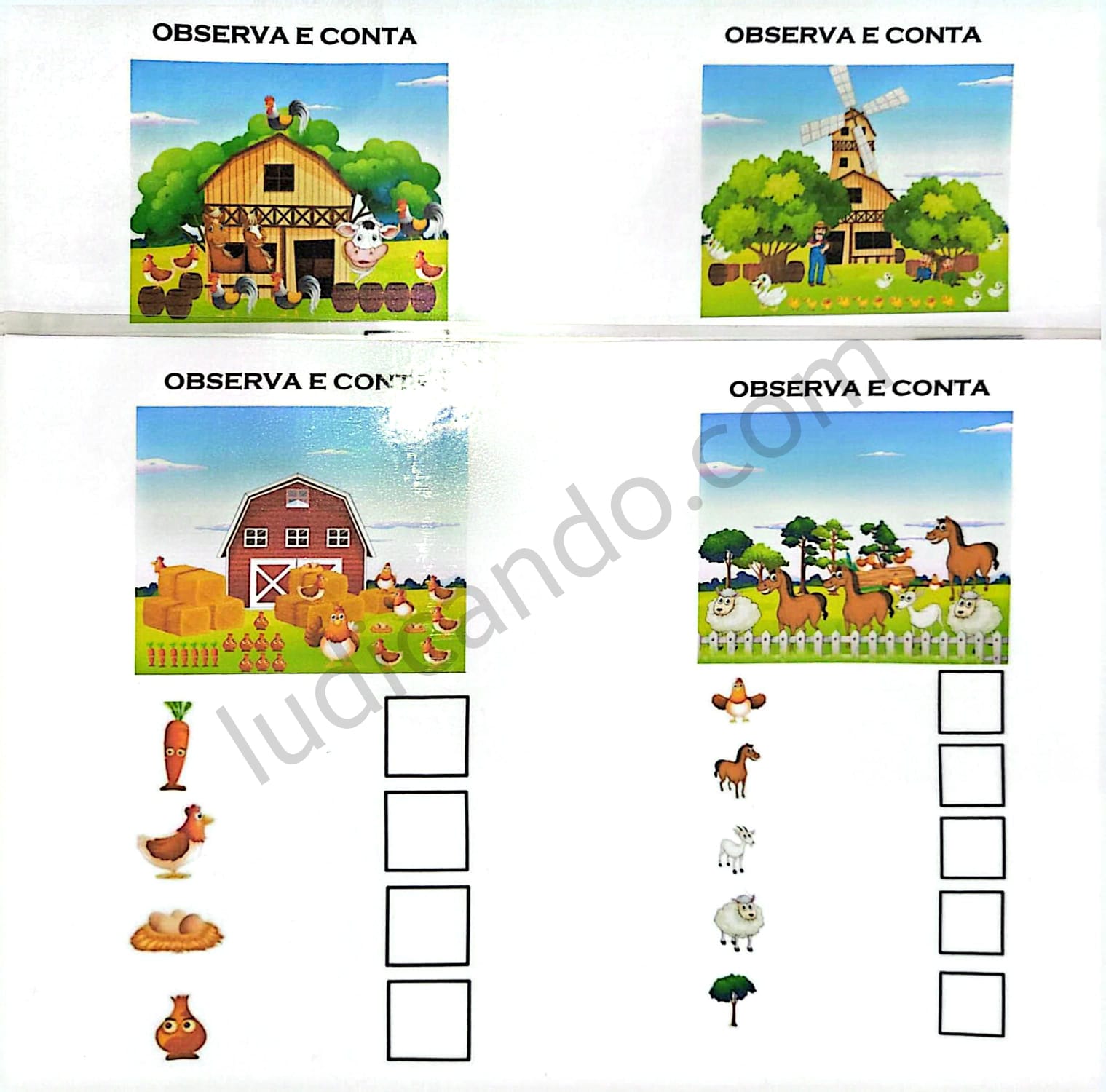 Jogo da Memória Clássico: Animais da Fazenda